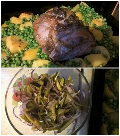 Свинина в горячем маринаде, с картохой и горохой