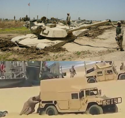 Под Новосибирском в грязи застрял танк