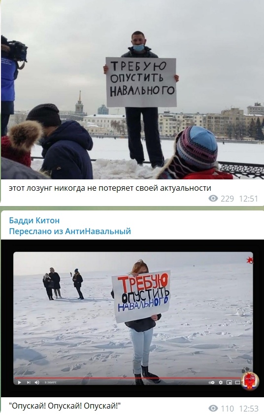 Один из митингующих вышел к сторонникам Навального с провокационным плакатом. Ответ толпы долго ждать не пришлось