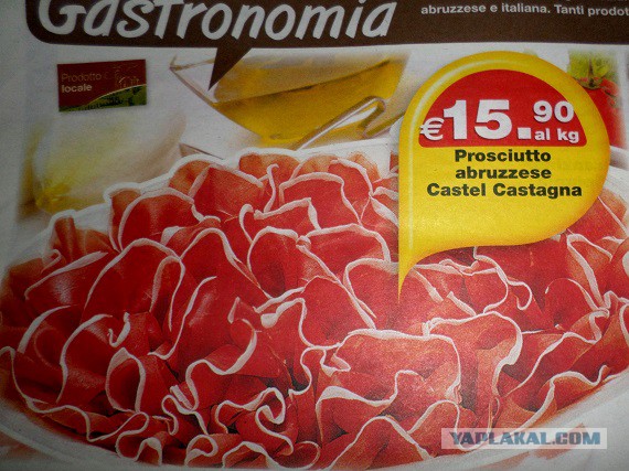 Цена на продукты в Италии 13.06.2015