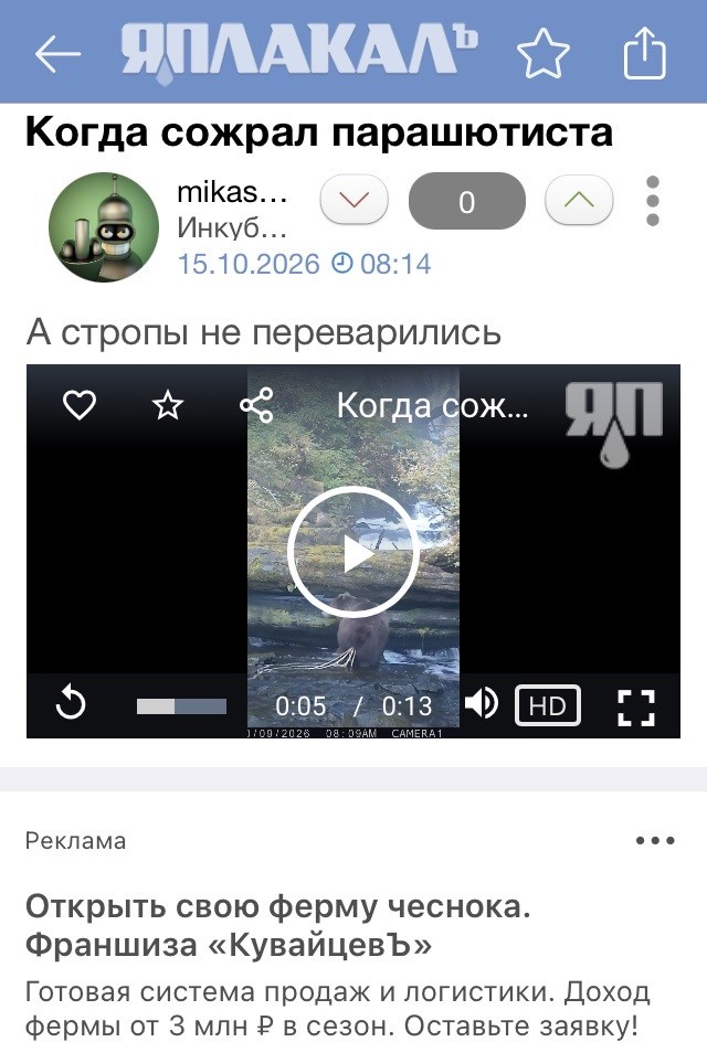 Когда сожрал парашютиста