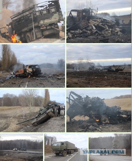 Колонна бронированной техники российских Вооруженных сил совершает марш в назначенный район