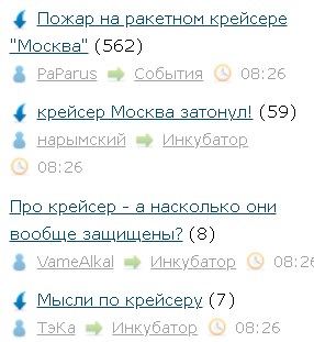 Пожар на ракетном крейсере "Москва"