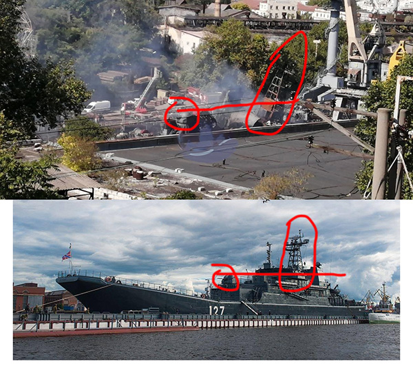 При атаке на сухой док "Севастопольского морского завода" под удар попали десантный корабль "Минск" и подлодка "Ростов-на-Дону"