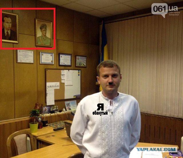 Начальник полиции Запорожья повесил в кабинете портреты Бандеры и Шухевича.