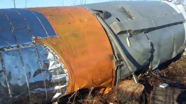 С места падения разгонного блока Союза 2.1а