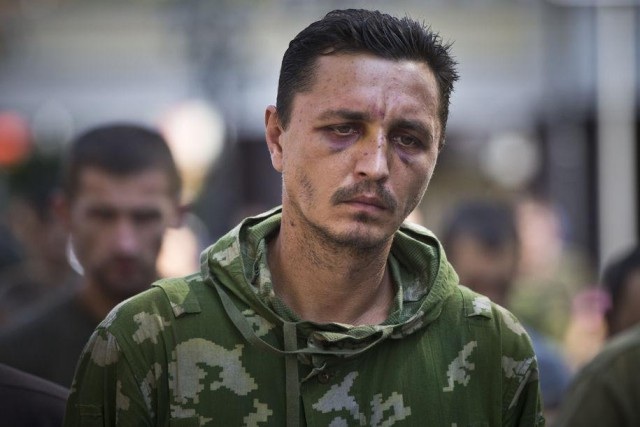 Марш пленных в Донецке 24.08.2014