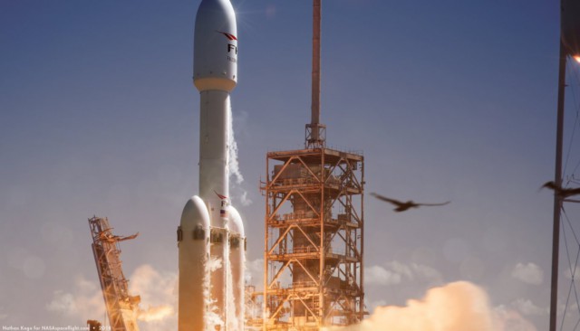 Запуск Falcon Heavy к Марсу от SpaceX