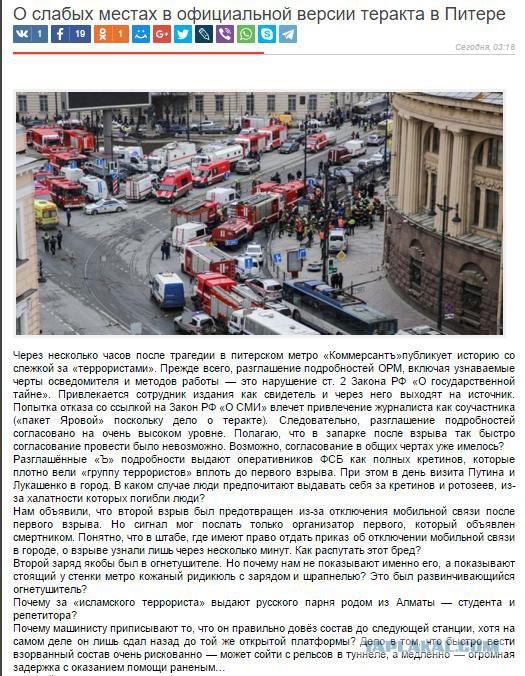 Взрыв в метро в Санкт-Петербурге