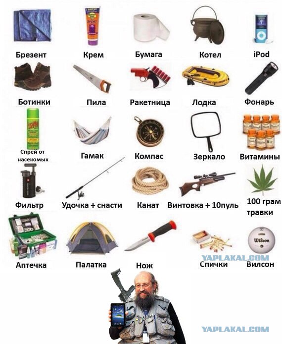 Вы попали на необитаемый остров и у вас есть возможность взять только 4 вещи