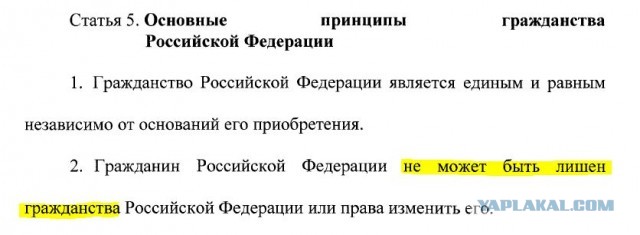 Теперь в России могут лишать гражданства официально
