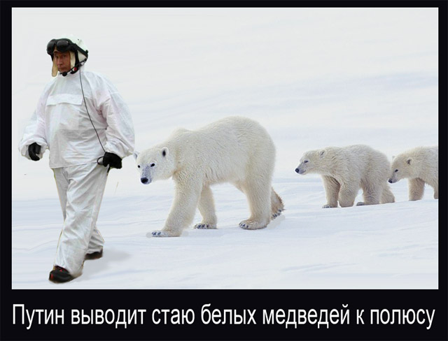 Путин с клювом в халате возглавил журавлиный клин