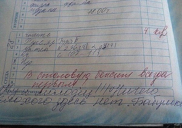 Бабушкин ответ учителю в дневнике