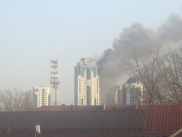 Пожар в высотке "Грозный-Сити" в г. Грозном