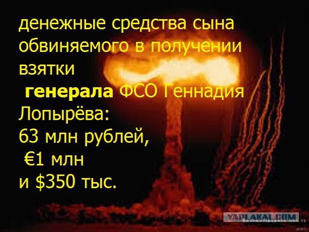 У сына генерала Лопырёва арестовали 63 млн рублей, 1 млн евро и $350 тыс