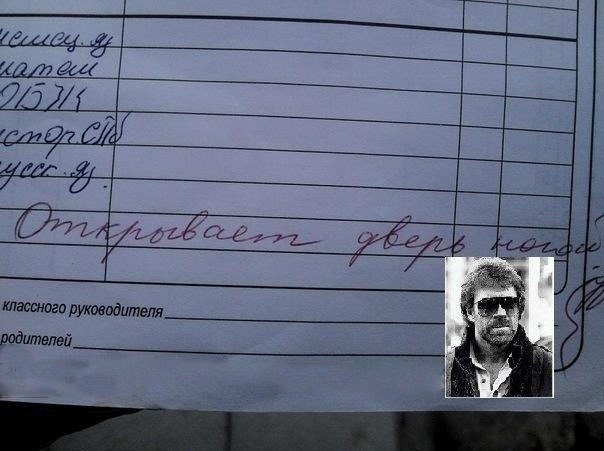 Записи в школьных дневниках и тетрадях