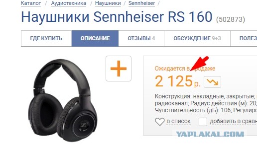 Беспроводные наушники Sennheiser RS 160 Цена 2500