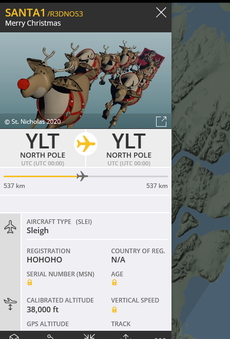 Flightradar заметил в небе над Арктикой оленью упряжку