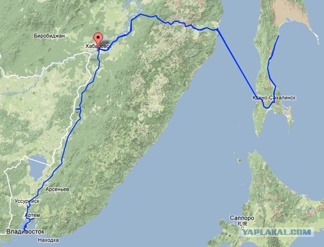 Сахалин владивосток расстояние карта
