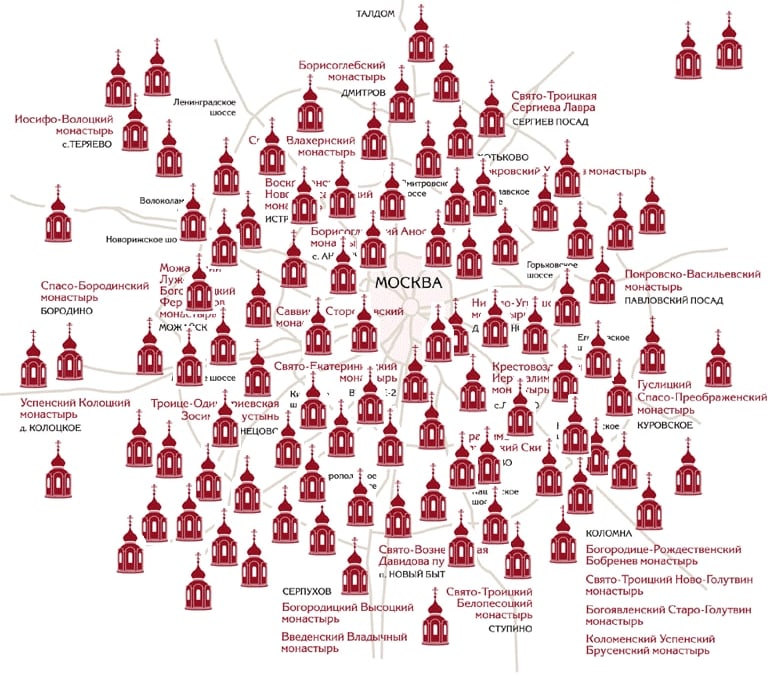 Карта храмов москвы православных