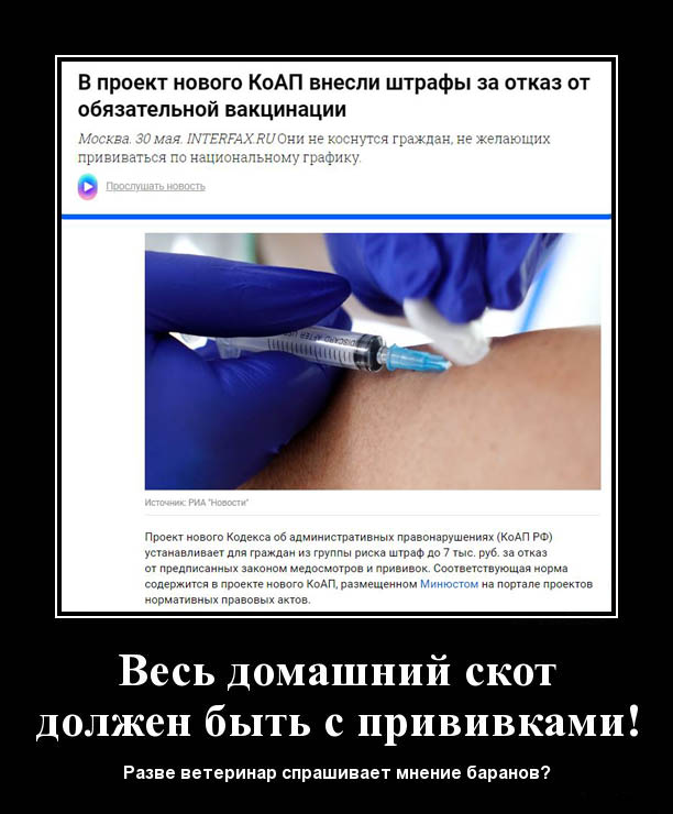В проект нового КоАП внесли штрафы за отказ от обязательной вакцинации