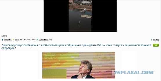 Песков опроверг сообщения о якобы готовящемся обращении президента РФ о смене статуса специальной военной операции