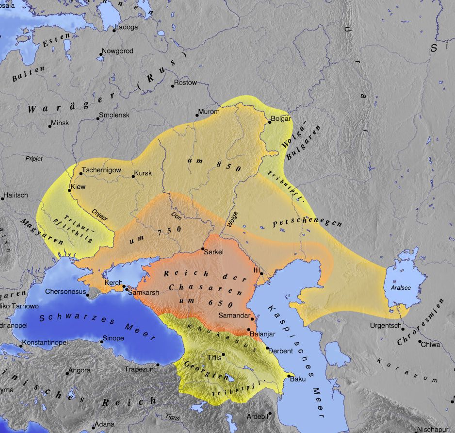 Карта хазарского каганата современное наложение с городами