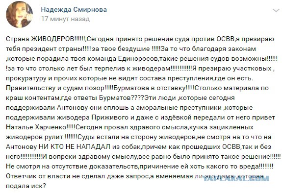 Нет - бродячим псам на улице! Суд в Питере об отмене ОСВ