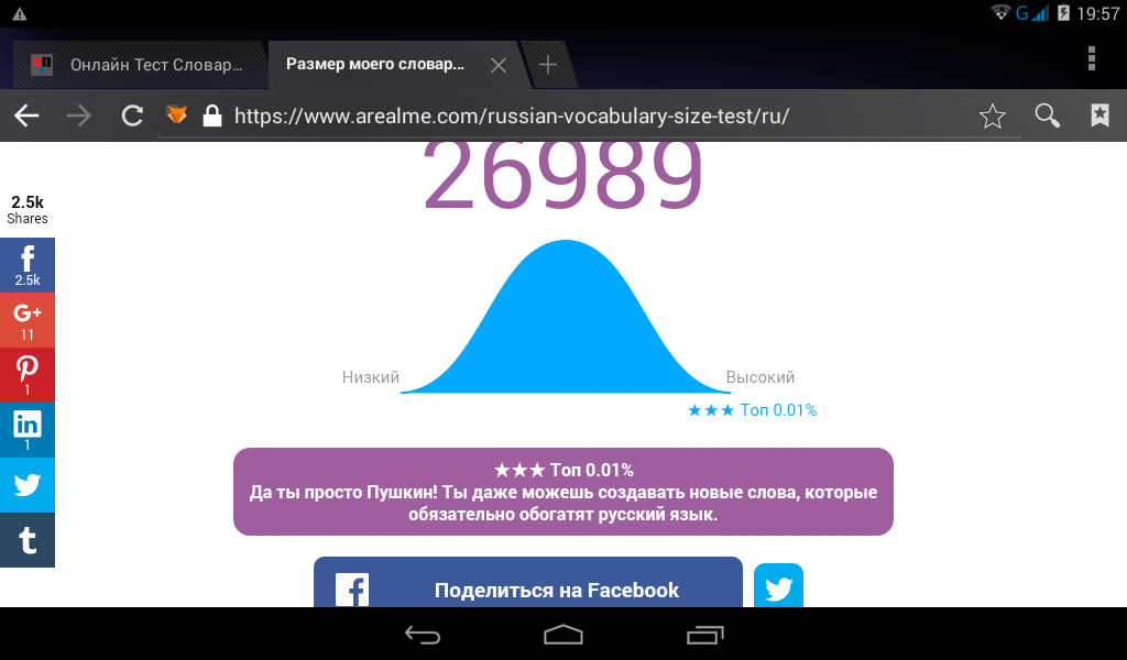 Словарный запас слов тест