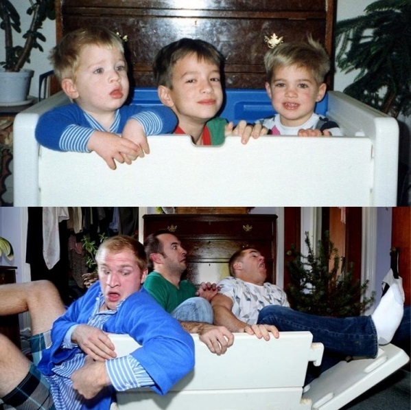 Три брата воссоздали свои детские снимки