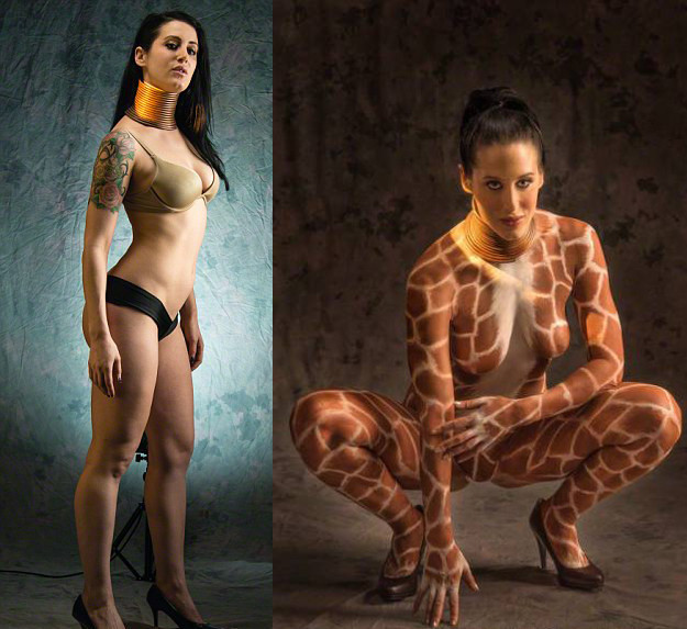 30-летняя американка пять лет удлиняет свою шею, чтобы быть похожей на жирафа