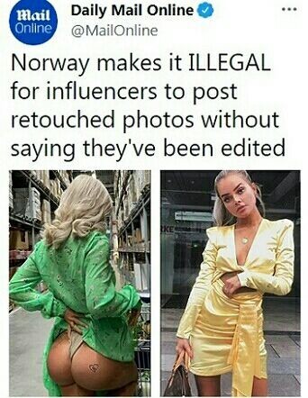 В Норвегии началась борьба с фотошопом в рекламе и соцсетях