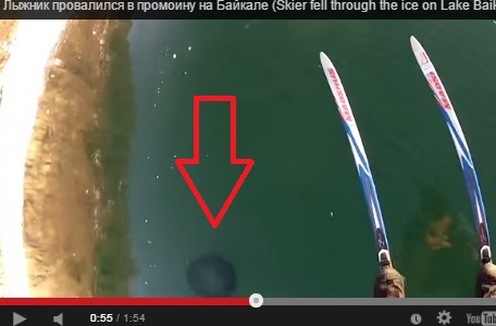 Лыжник провалился в промоину на Байкале