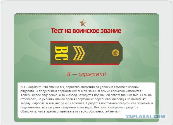 Какое у вас звание? Тест от министерства обороны)
