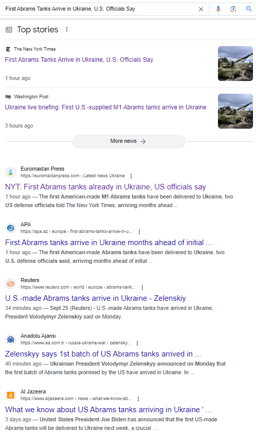NYT: первые танки Abrams прибыли на Украину