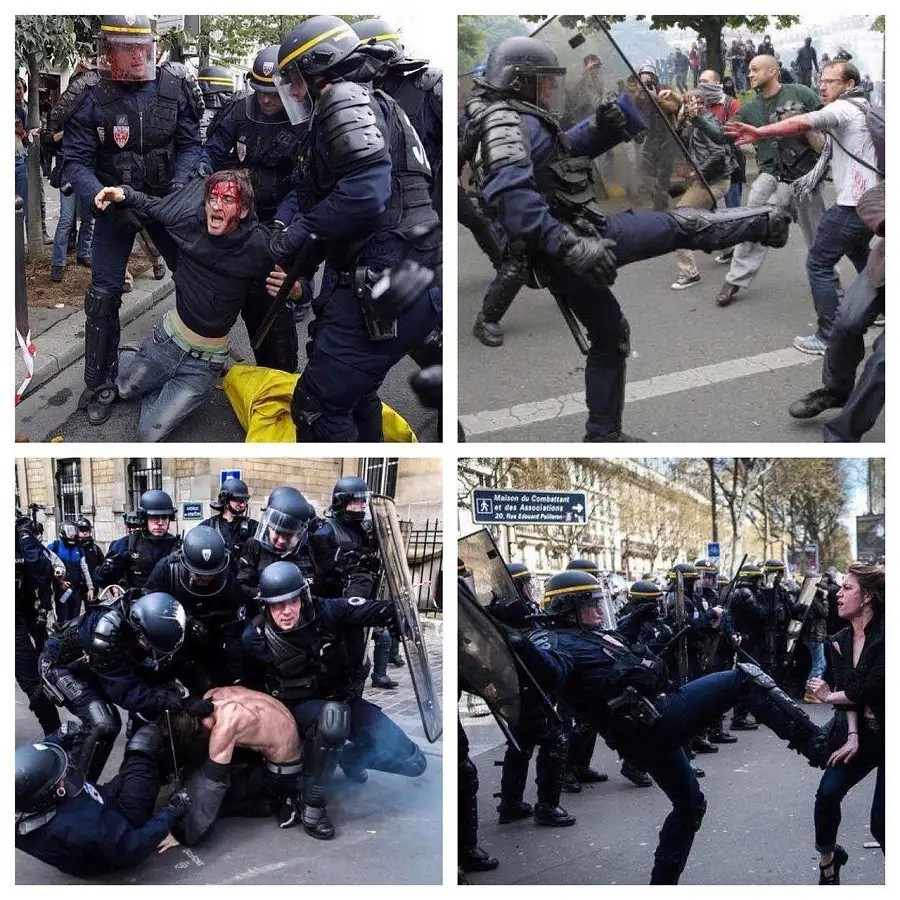 разгон митинга во франции