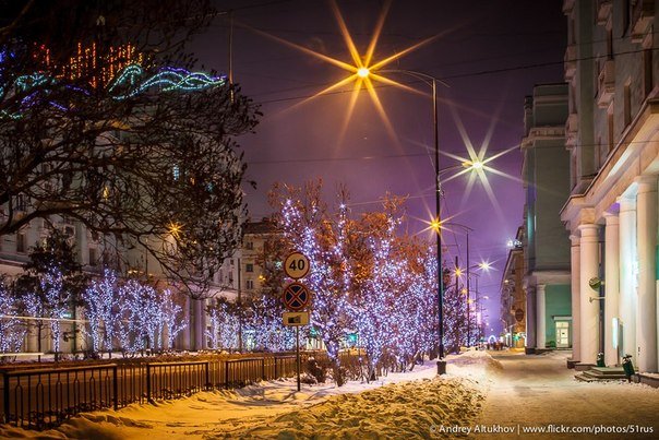 Полярная ночь в Мурманске
