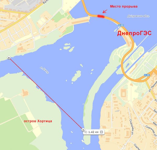 Модель затопления Херсонской области в случае подрыва дамбы