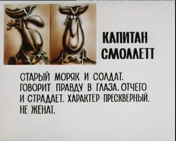 Персонажи мультфильма Остров сокровищ. 1988 год.