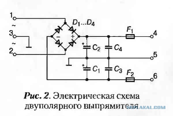 Двуполярное питание из однополярного схема