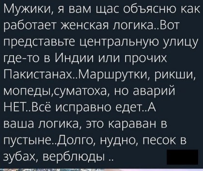 Господа, я понял, в чём суть женской логики