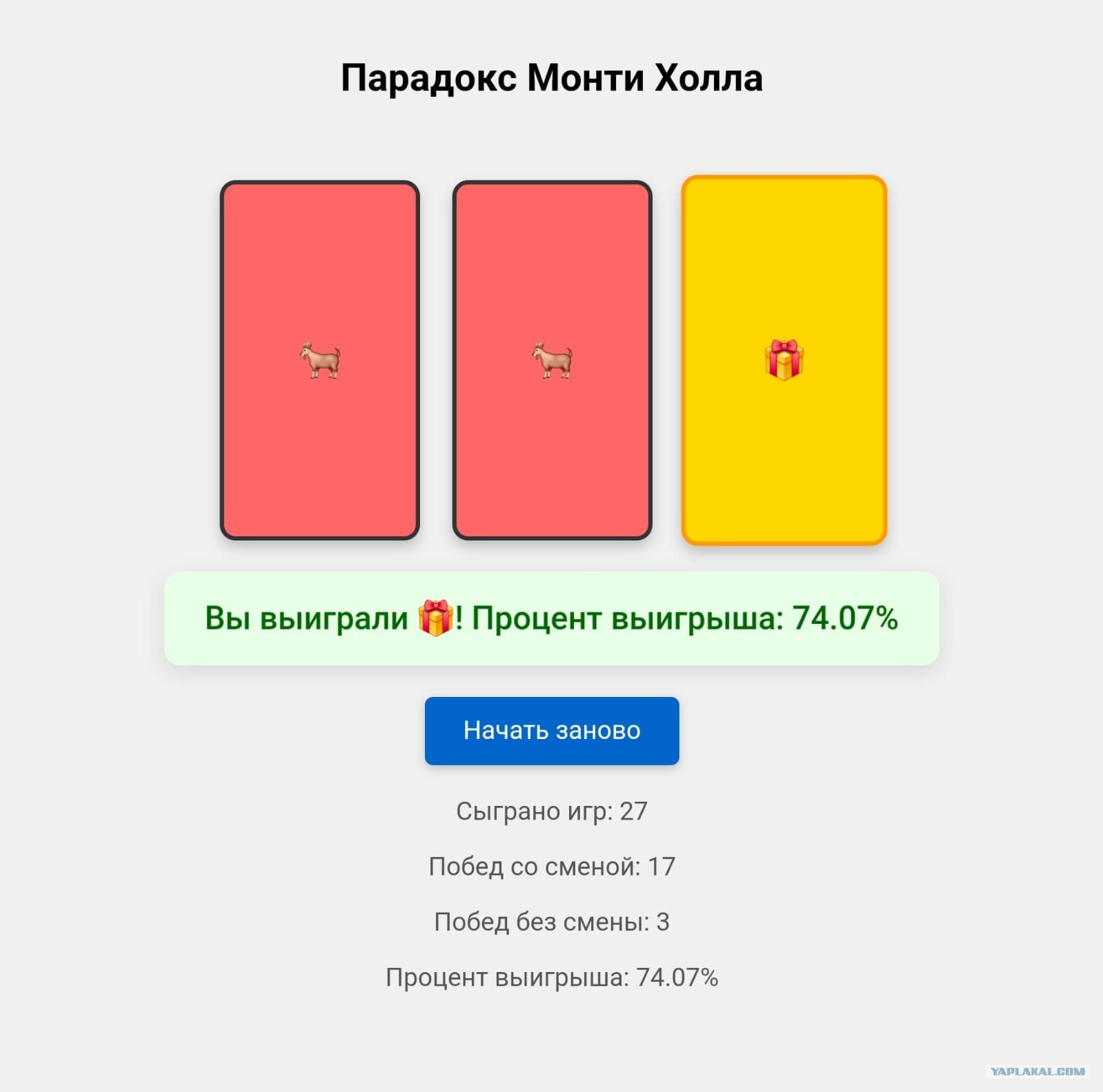О парадоксе Монти Холла