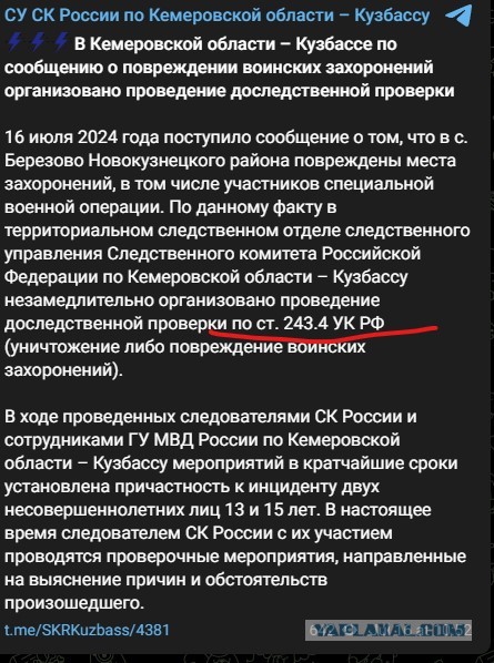 Два подростка почти полностью разромили кладбище в Кемеровской области. Сломали 96 памятников и 8 крестов