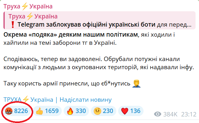 Telegram отключил несколько украинских чат-ботов