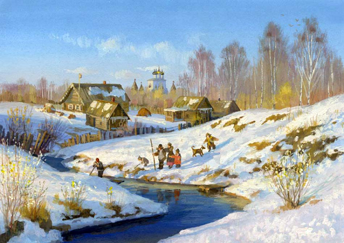 Приход весны в деревню