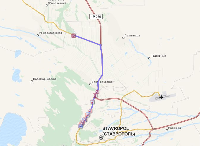 Схема маршрута 21 в ставрополе