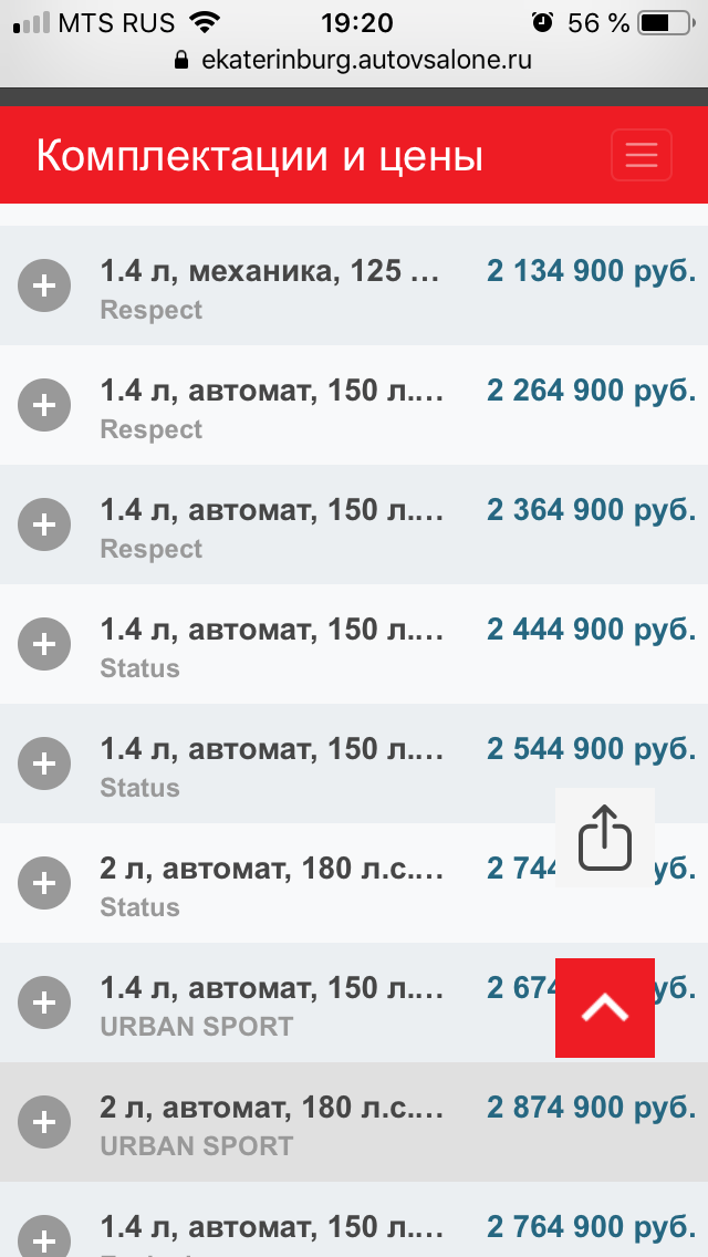 Подъехали новые цены из автосалона.