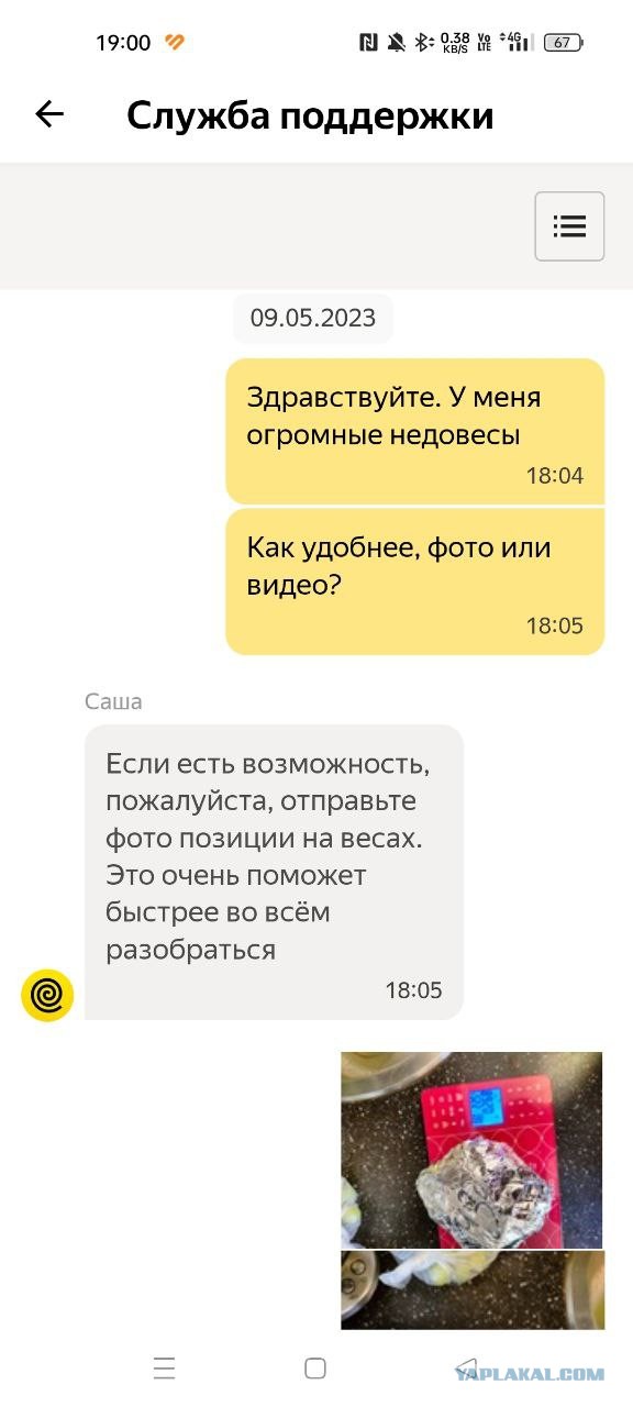 Яндекс Еда и недовесы