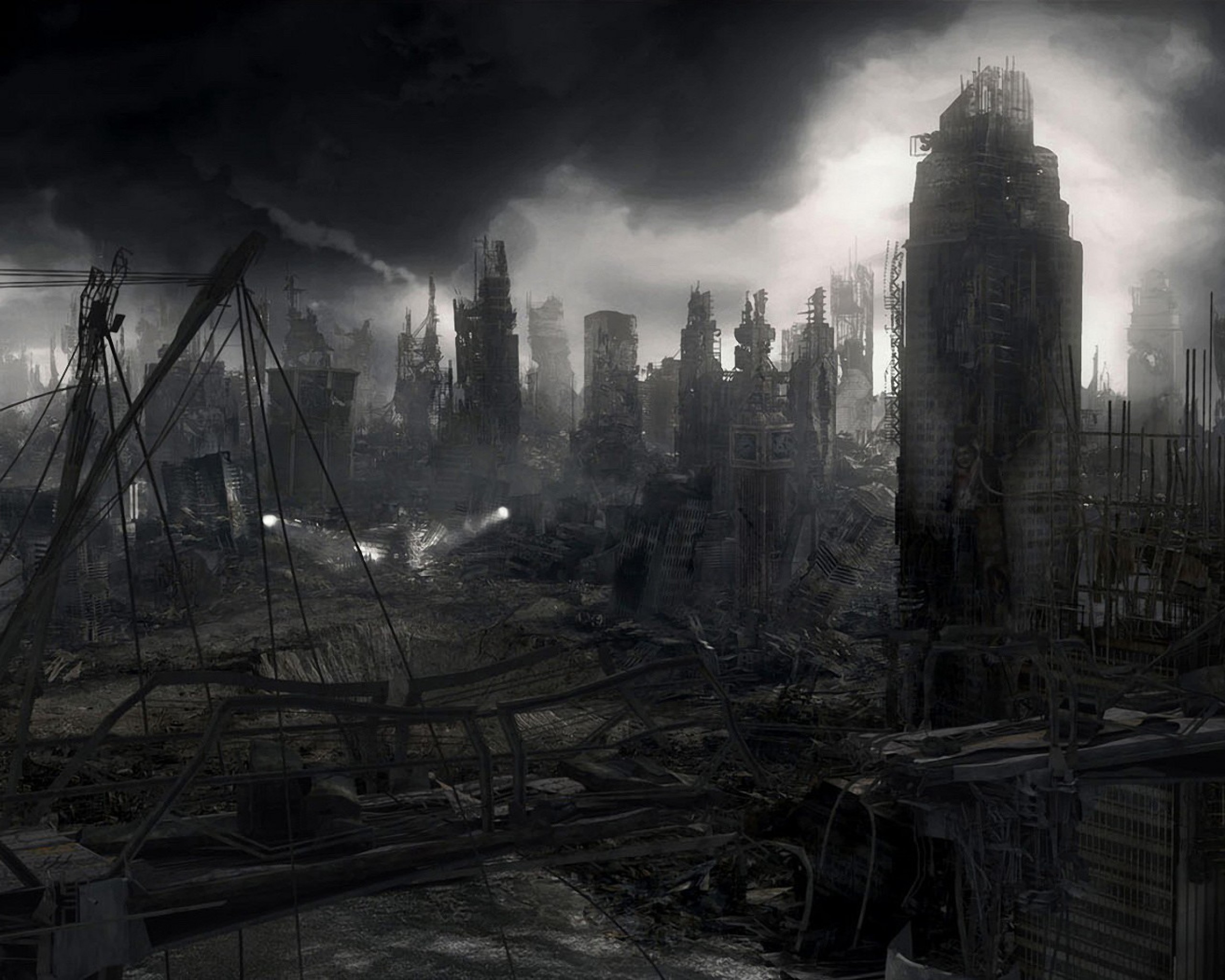 Destroyed town. Разрушенный город метро 2033. Мрачный постапокалипсис. Постапокалипсис пейзаж.
