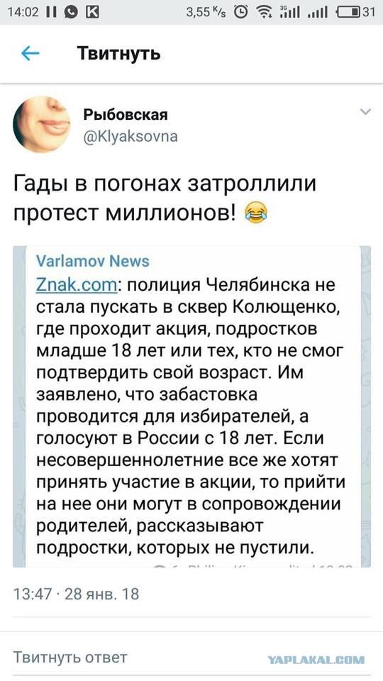 Москва, Тверская, многотысячный митинг протеста, вид сверху (снято с дрона)